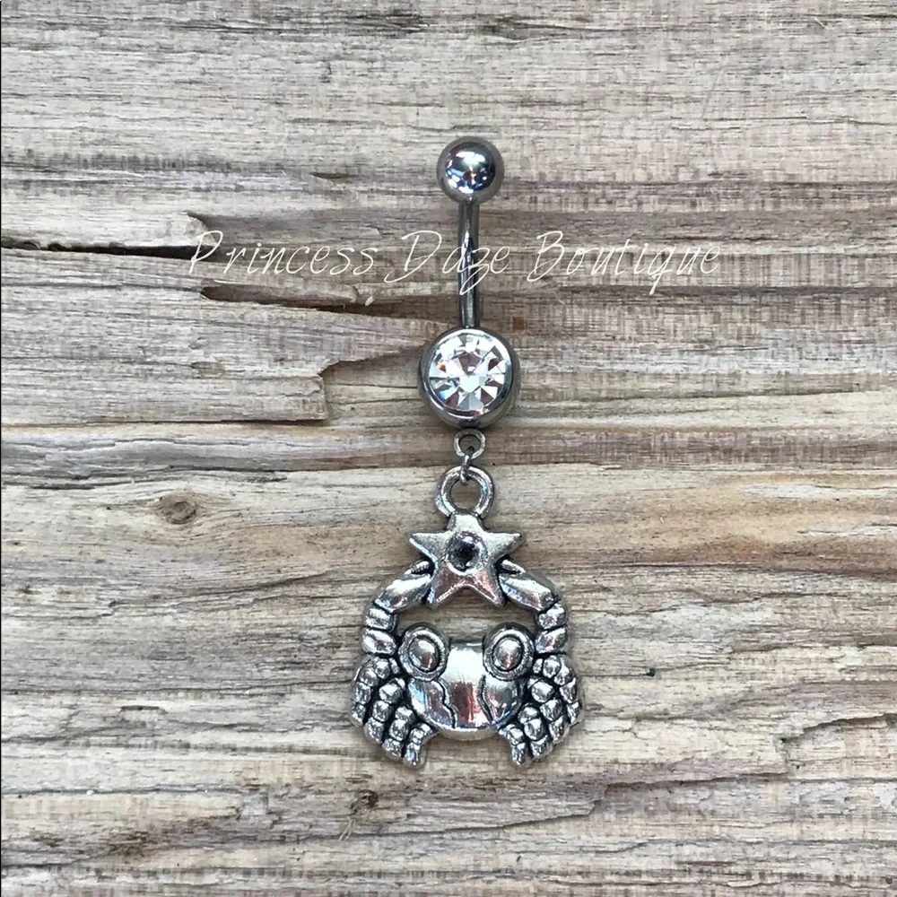 Cancer Zodiac Sign Belly Button Ring